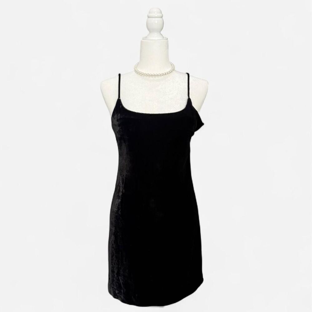 Vintage 90s RALPH Ralph Lauren Black Silk Velvet Slip Dress (Size 2)